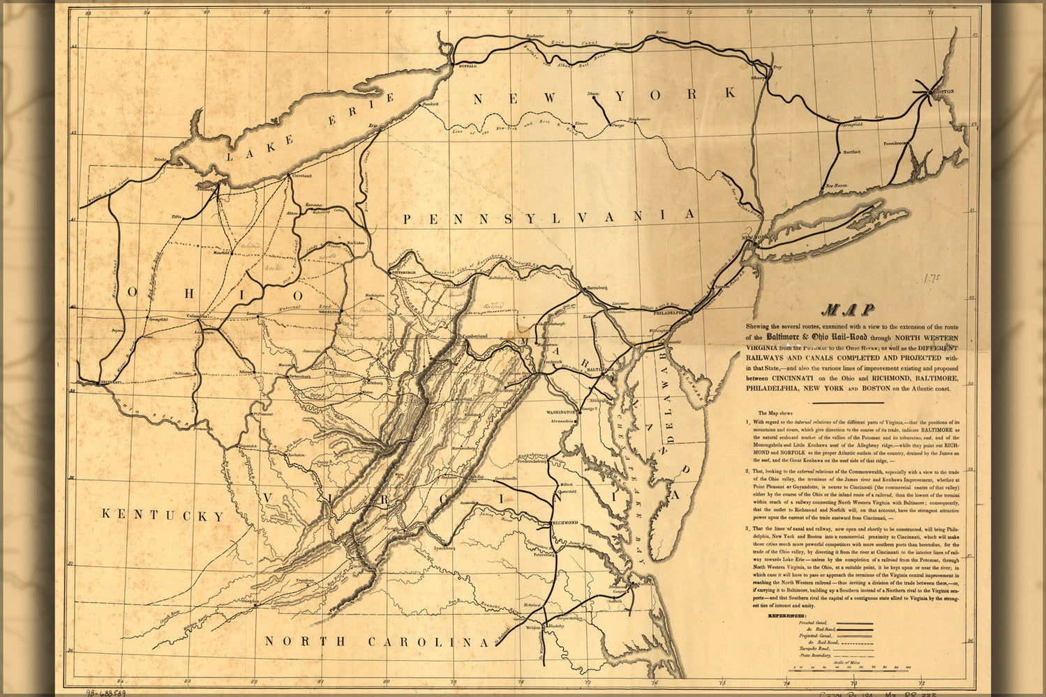 24"x36" Gallery Poster, Baltimore & Ohio RailRoad nw Virginia 1840