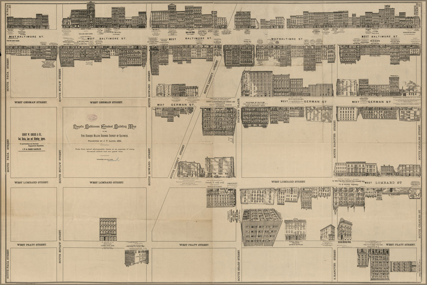 24"x36" Gallery Poster, Baltimore building map 1891 left half