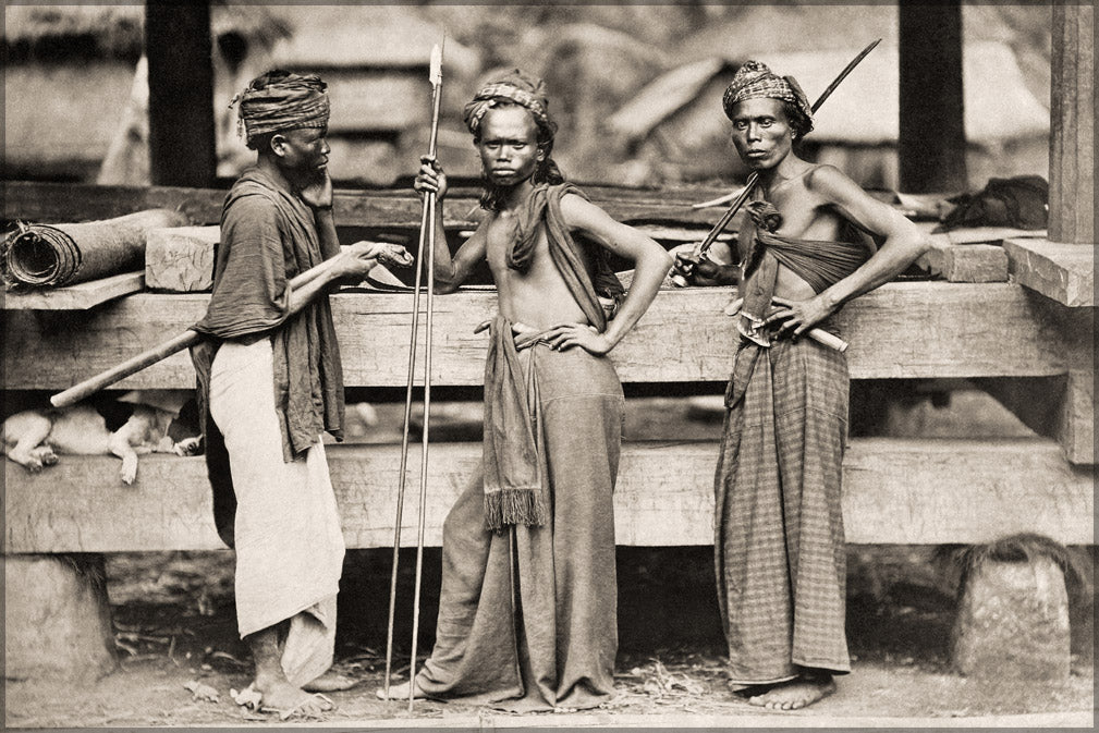 24"x36" Gallery Poster, Batak warriors c1870 sumatra indonesia