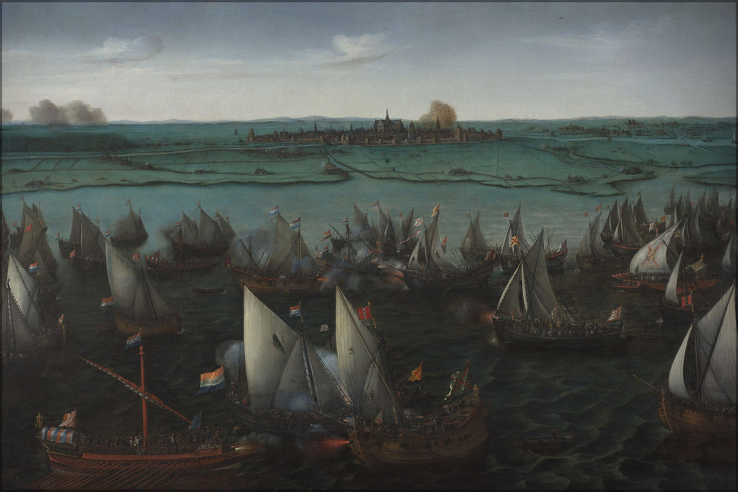24"x36" Gallery Poster, Battle between Dutch and Spanish ships on the Haarlemmermeer, 26 May 1573, Hendrik Cornelisz. Vroom 1621