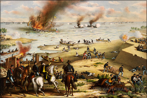 24"x36" Gallery Poster, Battle of Hampton Roads uss monitor css virginia kurz & allison