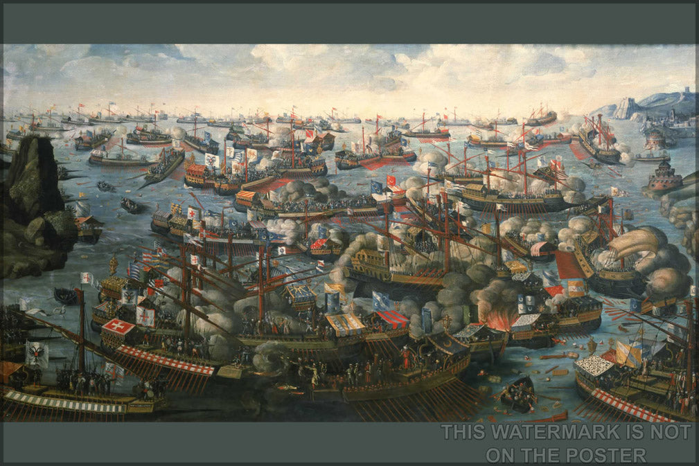 24"x36" Gallery Poster, Battle of Lepanto in 1571