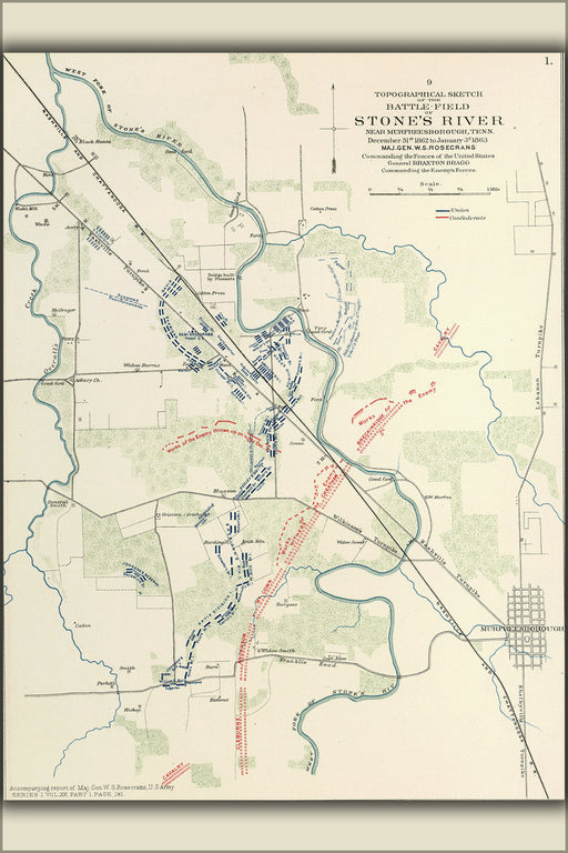 24"x36" Gallery Poster, Battle of Stones River, Dec 31 1862 to Jan 3, 1863