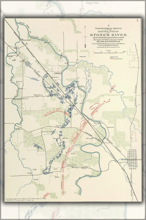 24"x36" Gallery Poster, Battle of Stones River civil war
