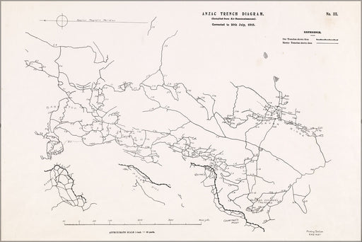 24"x36" Gallery Poster, Battle of the Nek - map of objectives WWI