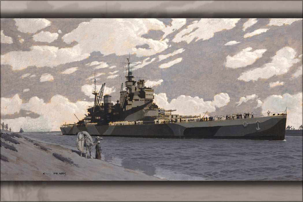 24"x36" Gallery Poster, Battleship in Suez Canal, HMS Howe Artist Charles Pears 1939-1946