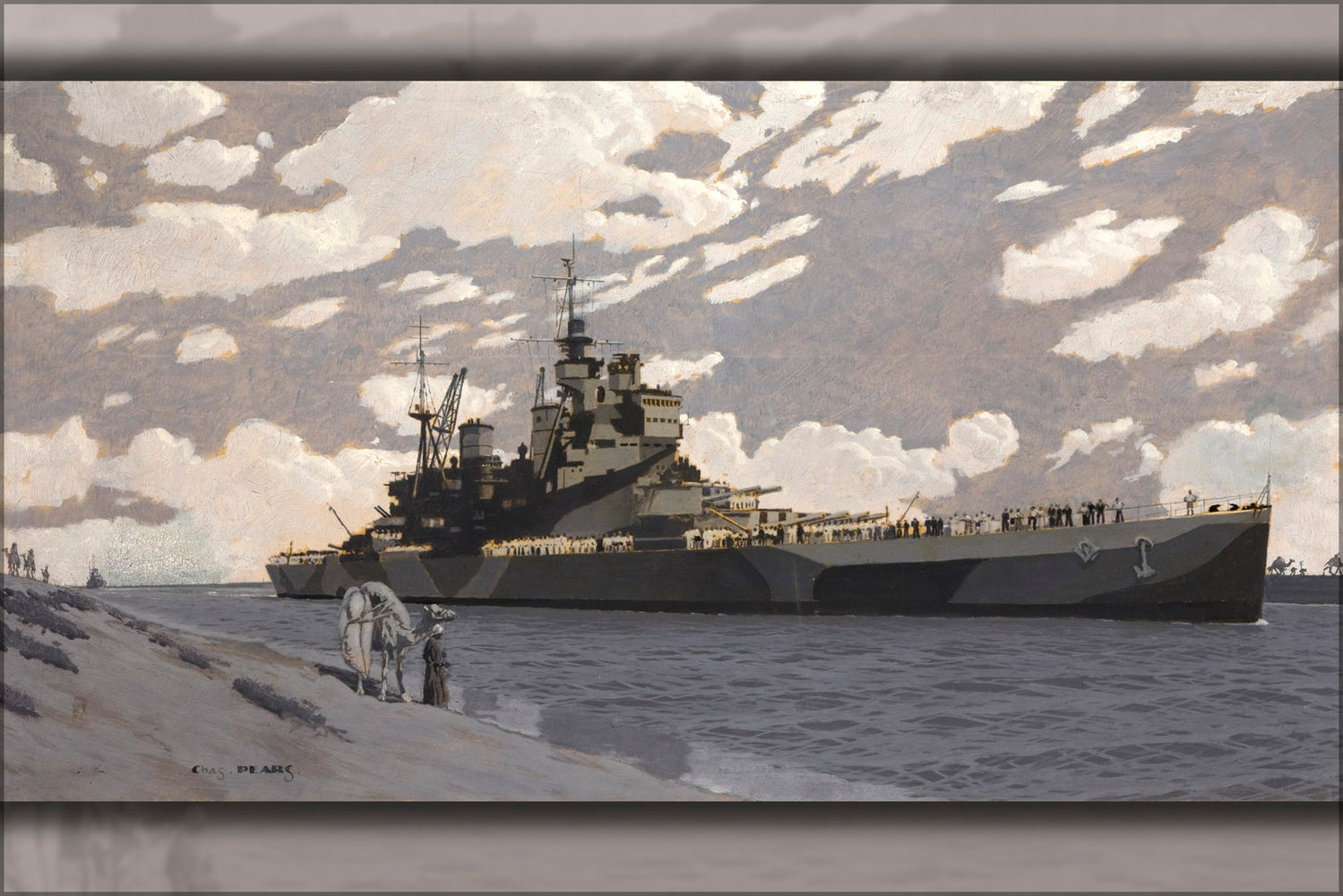 24"x36" Gallery Poster, Battleship in Suez Canal, HMS Howe Artist Charles Pears 1939-1946