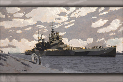 24"x36" Gallery Poster, Battleship in Suez Canal, HMS Howe Artist Charles Pears 1939-1946