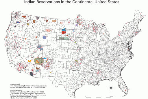 24"x36" Gallery Poster, Bia map of native american indian reservations in united states