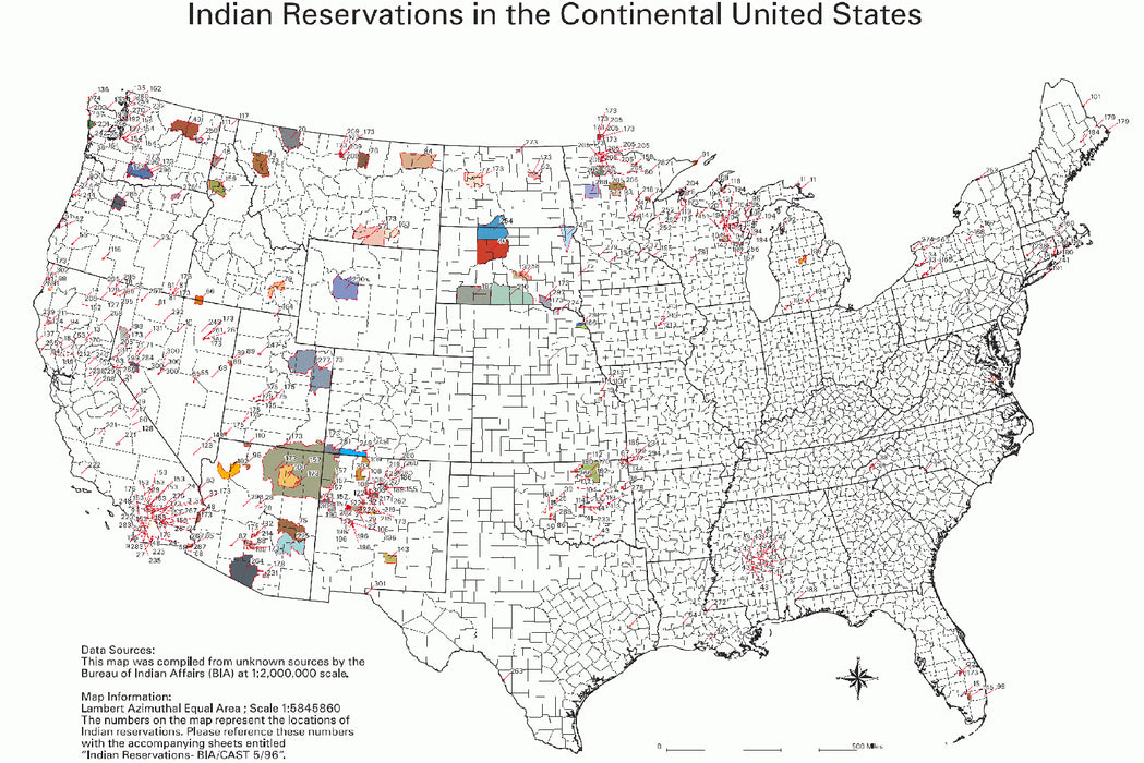 24"x36" Gallery Poster, Bia map of native american indian reservations in united states