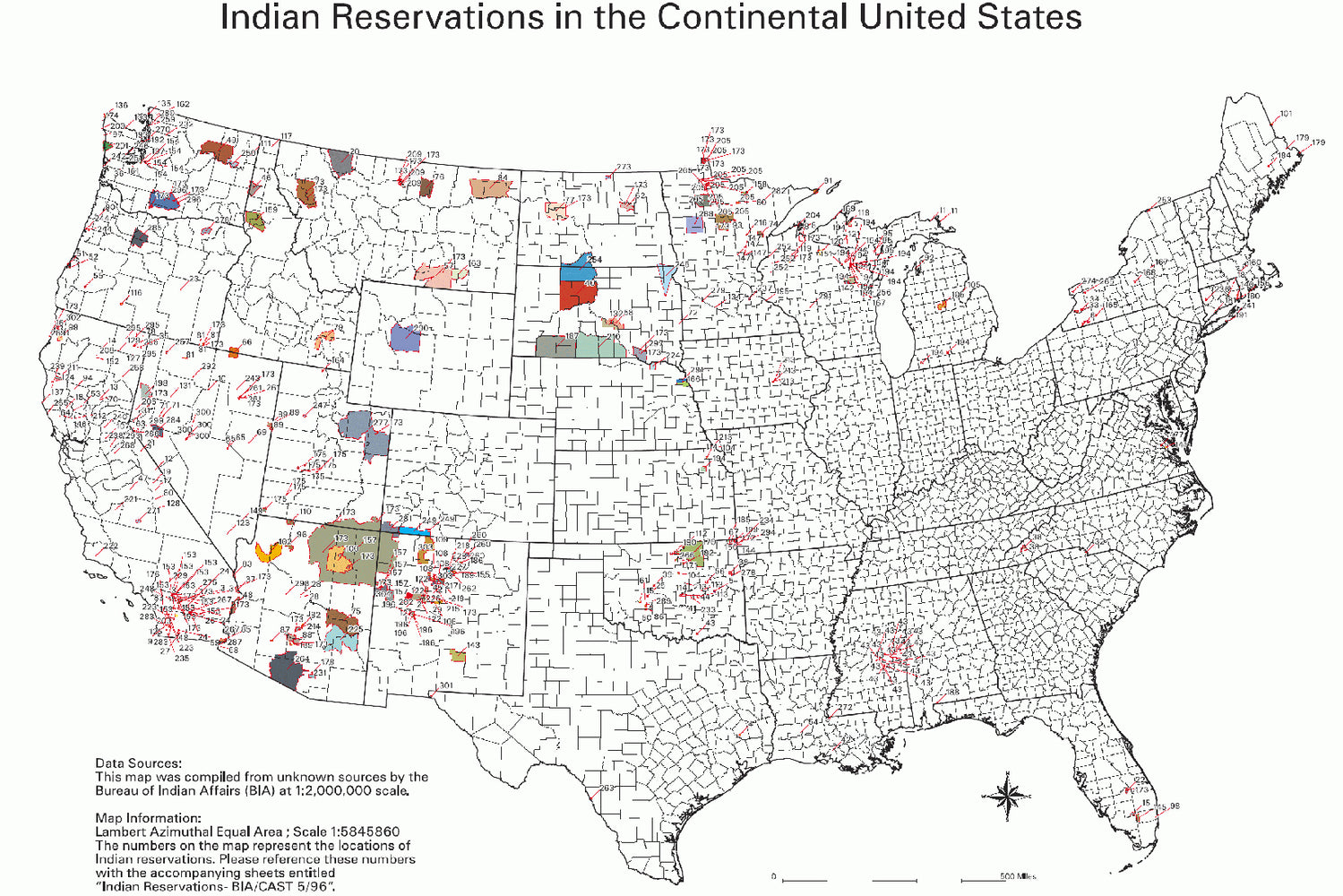 24"x36" Gallery Poster, Bia map of native american indian reservations in united states