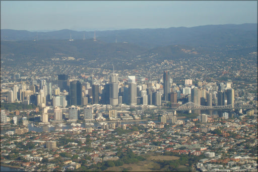 24"x36" Gallery Poster, Bird's-eye view Brisbane, queensland, australia