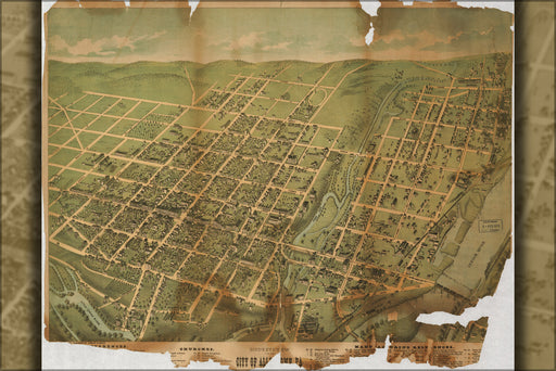 24"x36" Gallery Poster, Birdseye view map of Allentown, Pennsylvania 1879