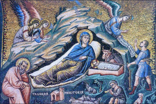 24"x36" Gallery Poster, Birth of jesus Christ mosaic by Pietro Cavallini Rome italy 1291