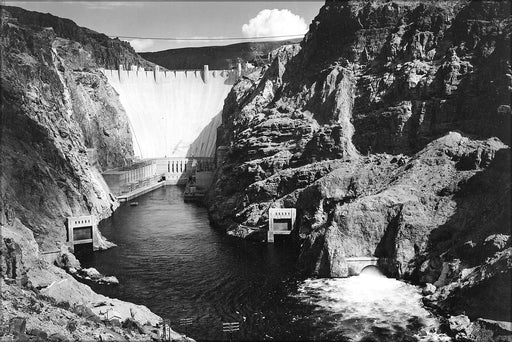 24"x36" Gallery Poster, Boulder Dam from Across the Colorado River by Ansel Adams c1941
