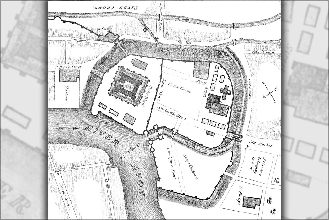 24"x36" Gallery Poster, Bristol Castle Map 'in ancient times'