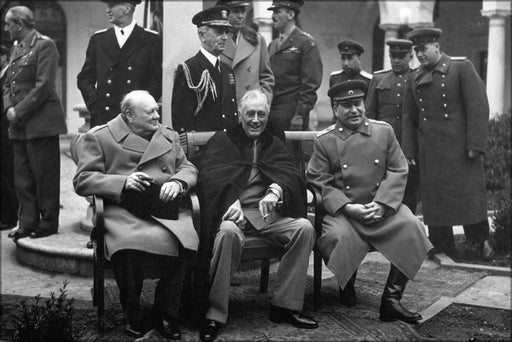 24"x36" Gallery Poster, British Prime Minister Winston Churchill, U.S. President Franklin Roosevelt, and Soviet leader Joseph Stalin met a