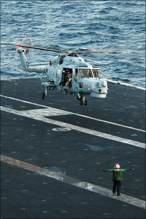 24"x36" Gallery Poster, British Royal Navy HMA.8 Super Lynx helicopter uSS Nimitz (CVN 68)
