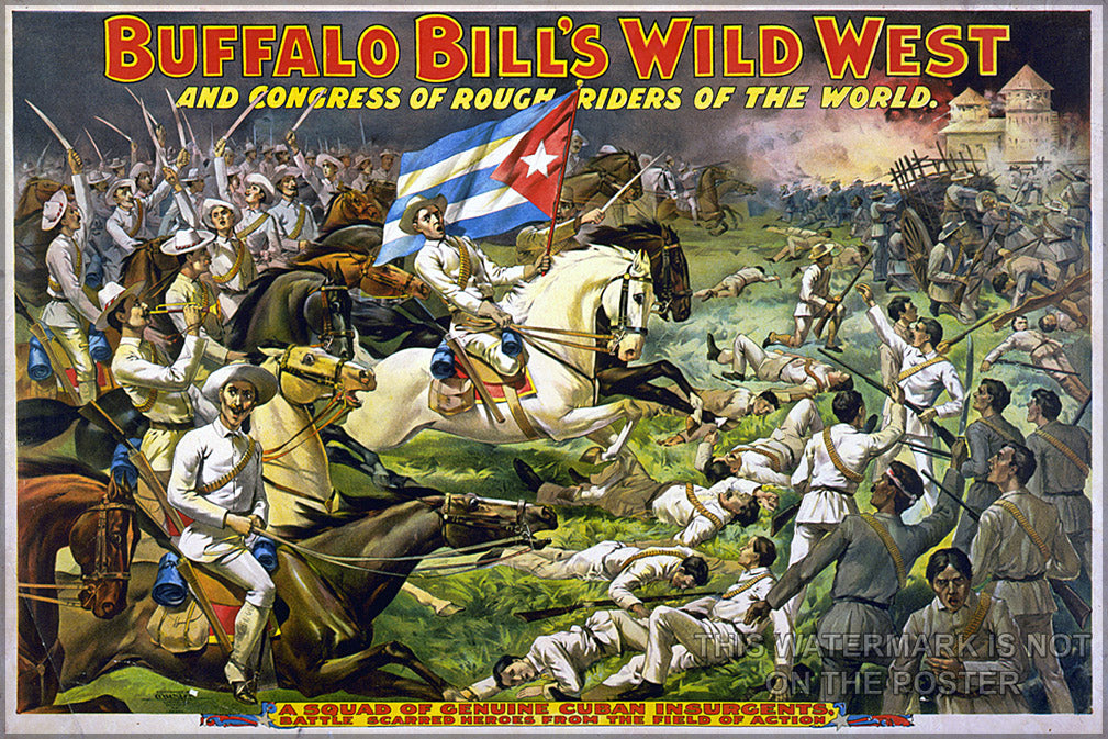 24"x36" Gallery Poster, Buffalo Bill Wild West Show, ca. 1898