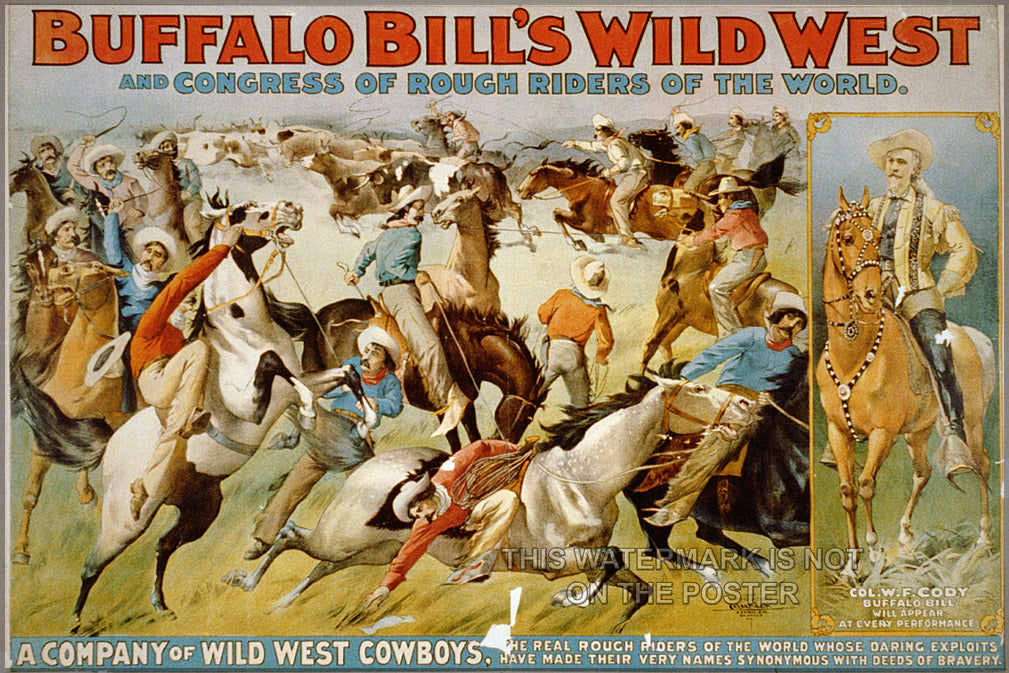 24"x36" Gallery Poster, Buffalo bill wild west show c1899