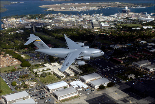 24"x36" Gallery Poster, C-17 Globemaster III Hickam Air Force Base and Pearl Harbor