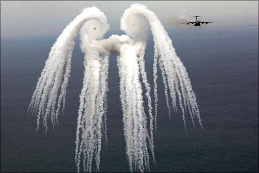 24"x36" Gallery Poster, C-17 Globemaster III flare smoke angel 14th airlift sqd