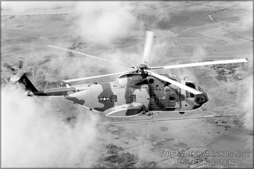 24"x36" Gallery Poster, CH-3C Jolly Green Giant helicopter over vietnam
