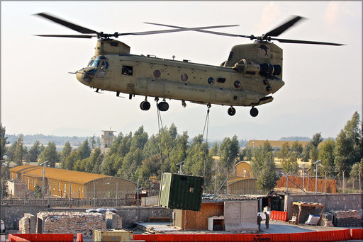 24"x36" Gallery Poster, CH-47 Chinook helicopter, 82nd Combat Aviation Brigade