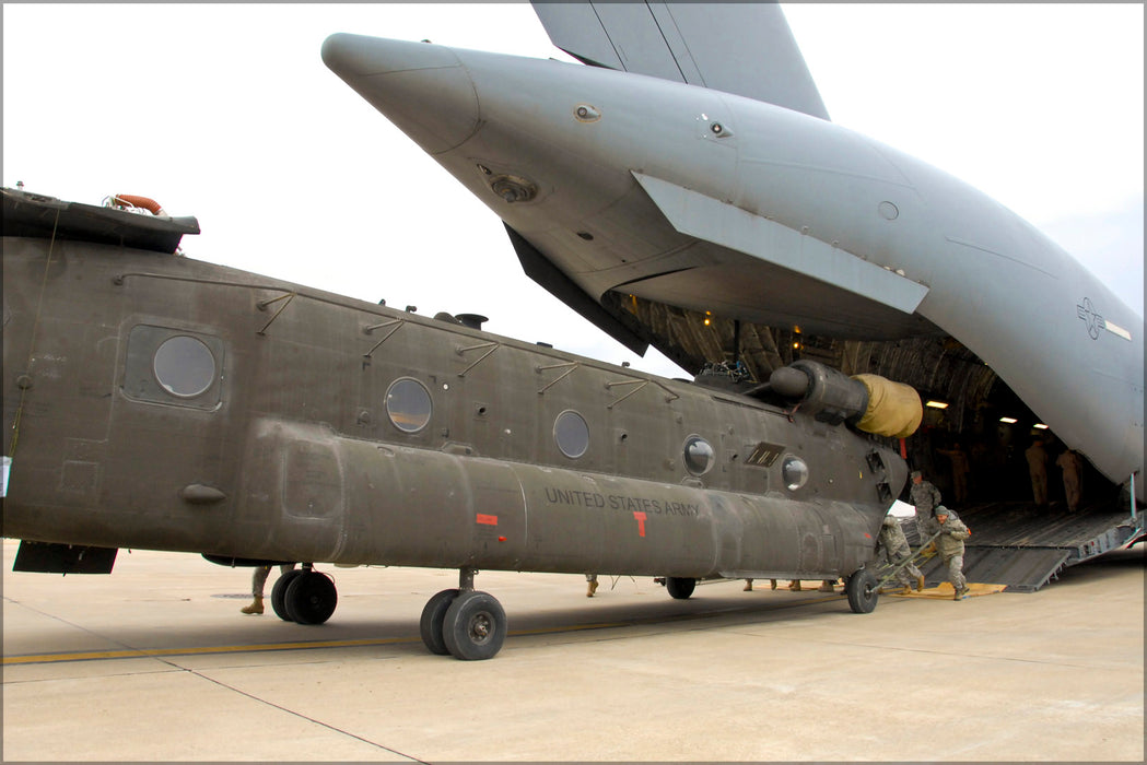 24"x36" Gallery Poster, CH-47 Chinook helicopter Air Force C-17 Globemaster III