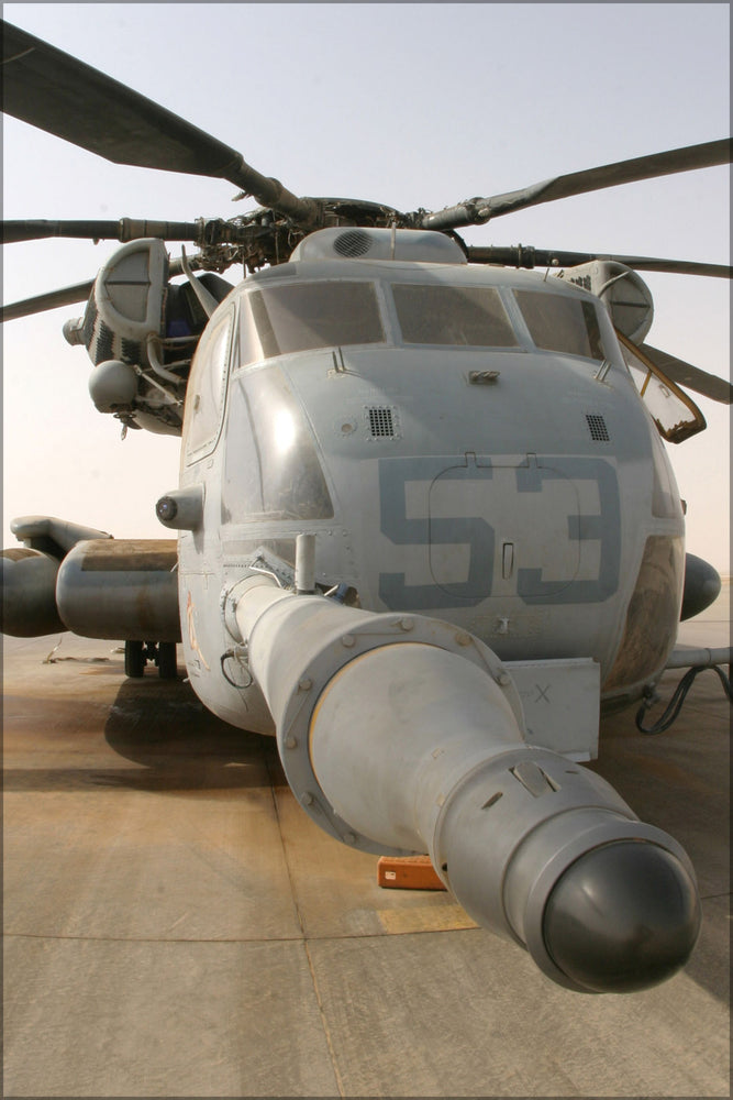 24"x36" Gallery Poster, CH-53E Super Stallion helicopter Al Asad Air Base, Iraq