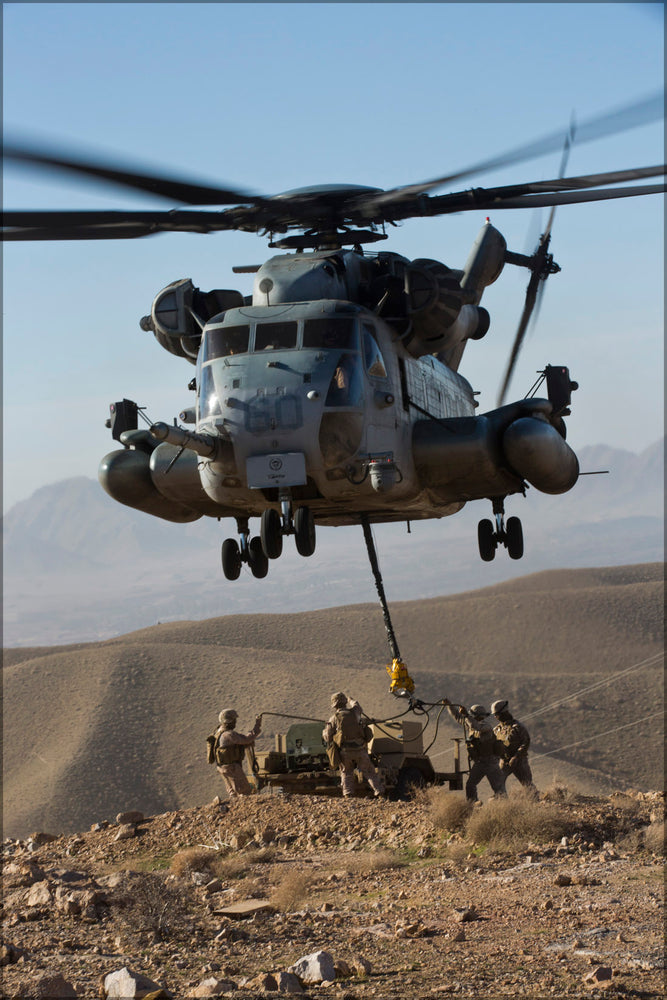 24"x36" Gallery Poster, CH-53E Super Stallion helicopter afghanistan 2013