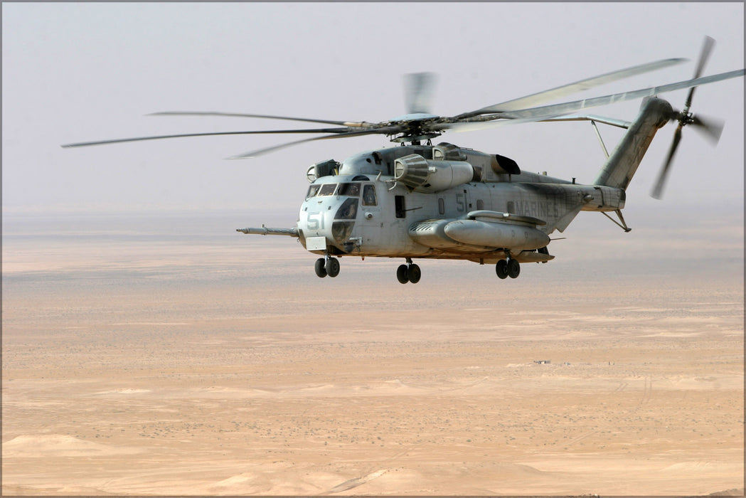 24"x36" Gallery Poster, CH-53E Super Stallion helicopter near the Iraq Syria Border