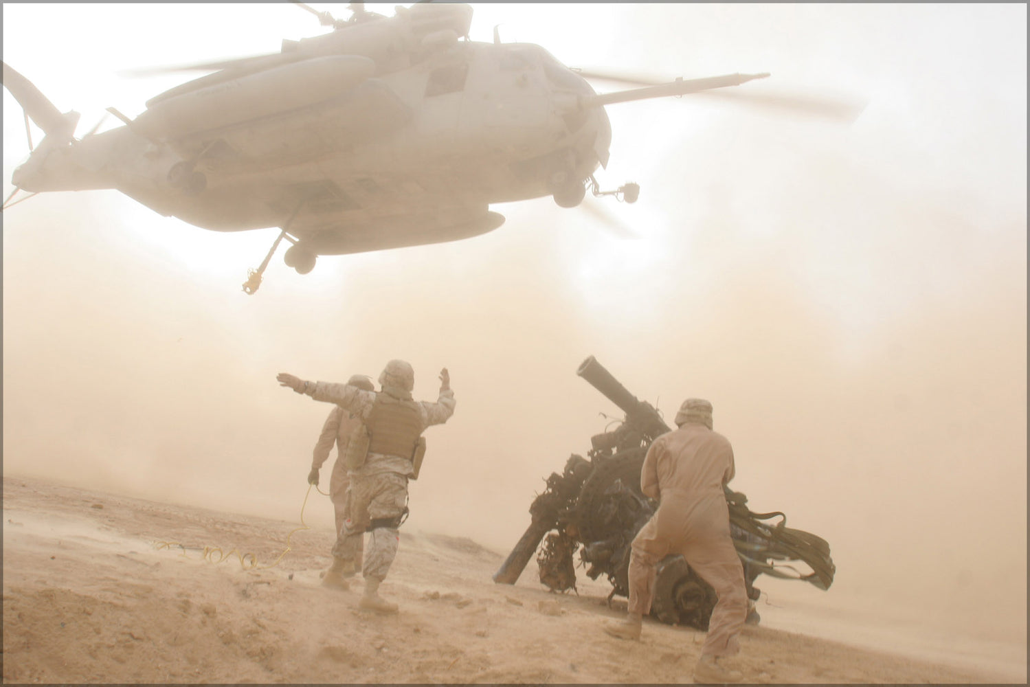 24"x36" Gallery Poster, CH-53E Super Stallion helicopter performs pick up, Iraq, 2006