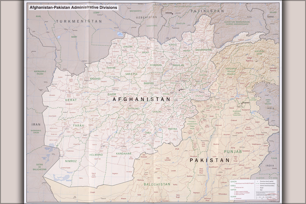 24"x36" Gallery Poster, CIA Map of Afghanistan Pakistan administrative divisions 2008