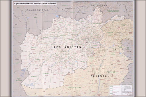 24"x36" Gallery Poster, CIA Map of Afghanistan Pakistan administrative divisions 2008