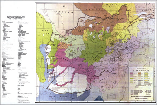 24"x36" Gallery Poster, CIA Map of Afghanistan ethnic groups 2005