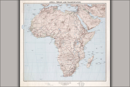 24"x36" Gallery Poster, CIA Map of Africa, terrain 1959