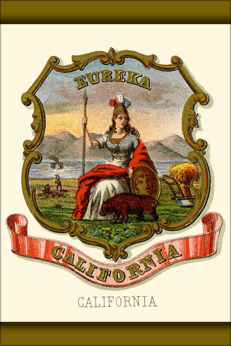 24"x36" Gallery Poster, California state coat of arms (illustrated, 1876)
