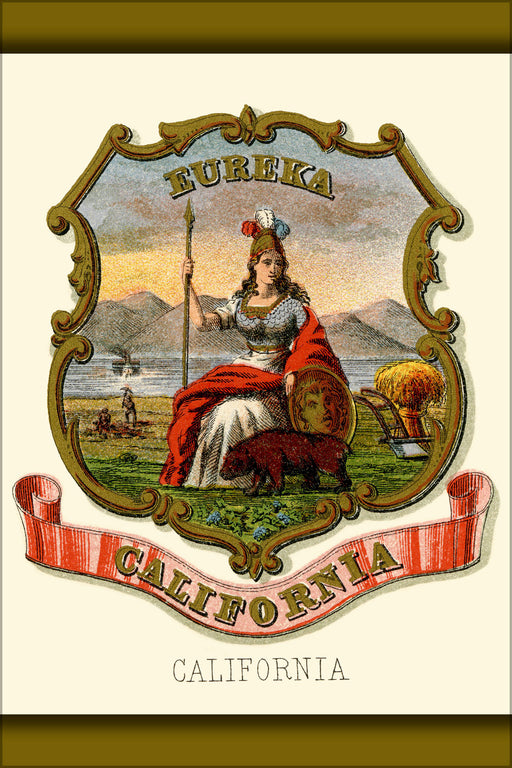 24"x36" Gallery Poster, California state coat of arms (illustrated, 1876)