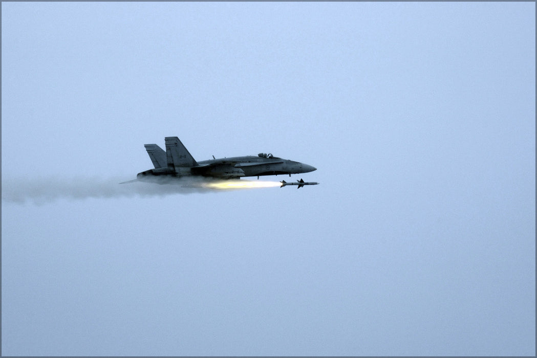 24"x36" Gallery Poster, Canadian Forces CF-18A Hornet f-18 4th Wing, AIM-7 Sparrow