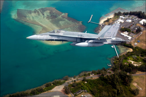 24"x36" Gallery Poster, Canadian Forces CF-18 hornet off the coast Hawaii