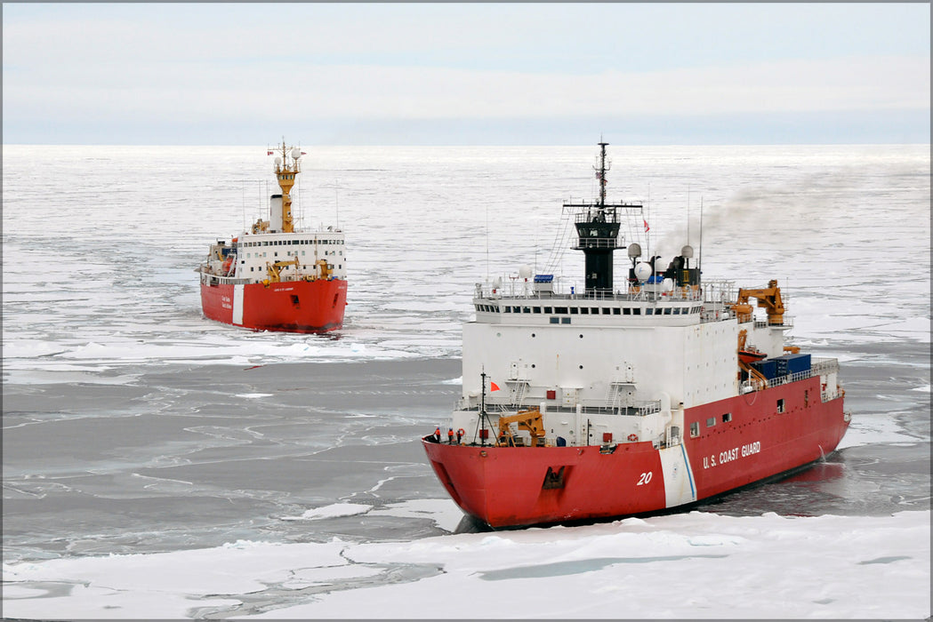 24"x36" Gallery Poster, Canadian U.S. coast guard ice breakers Louis S. St Laurent Healy