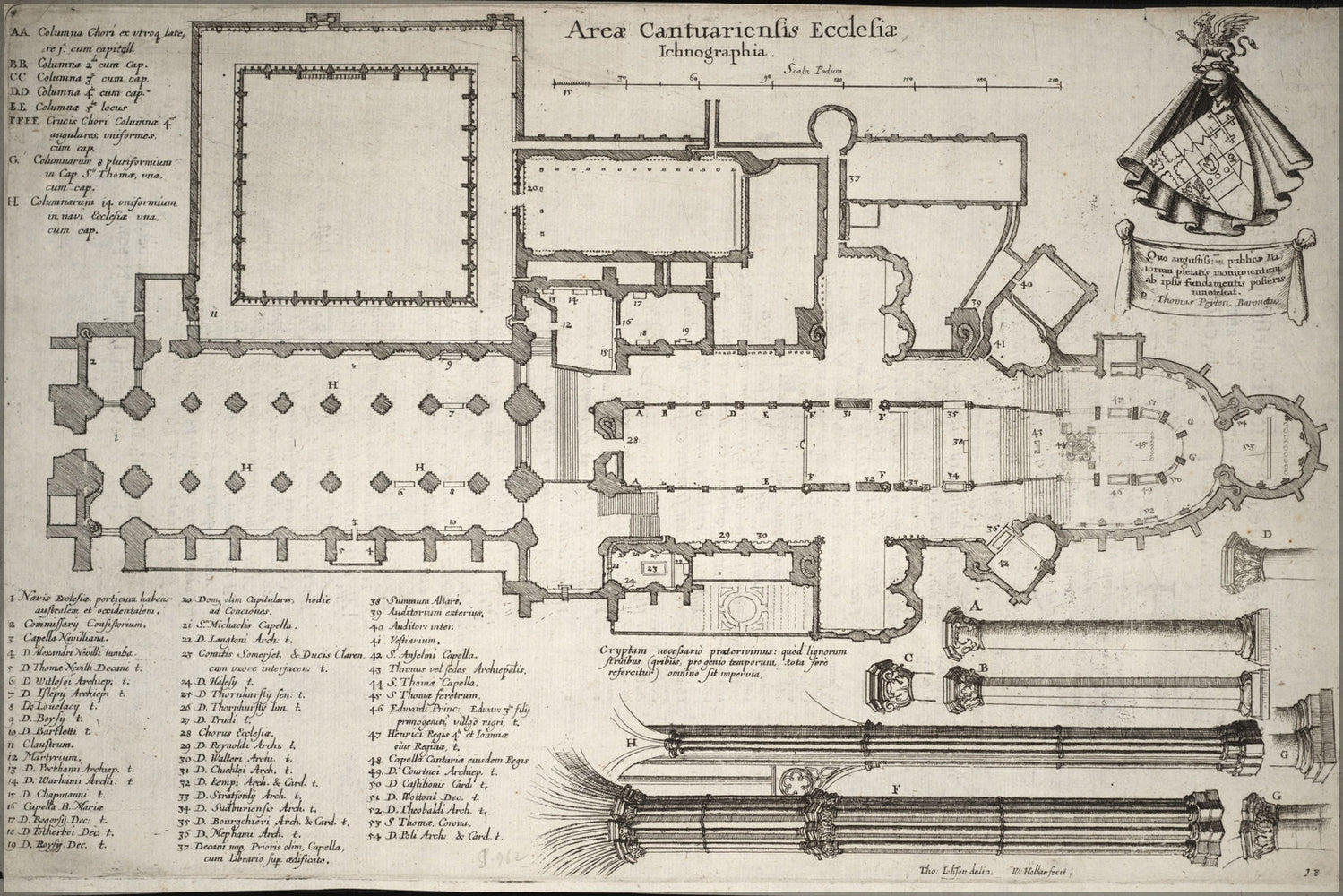 24"x36" Gallery Poster, Canterbury Cathedral Floor Plan 17th Century