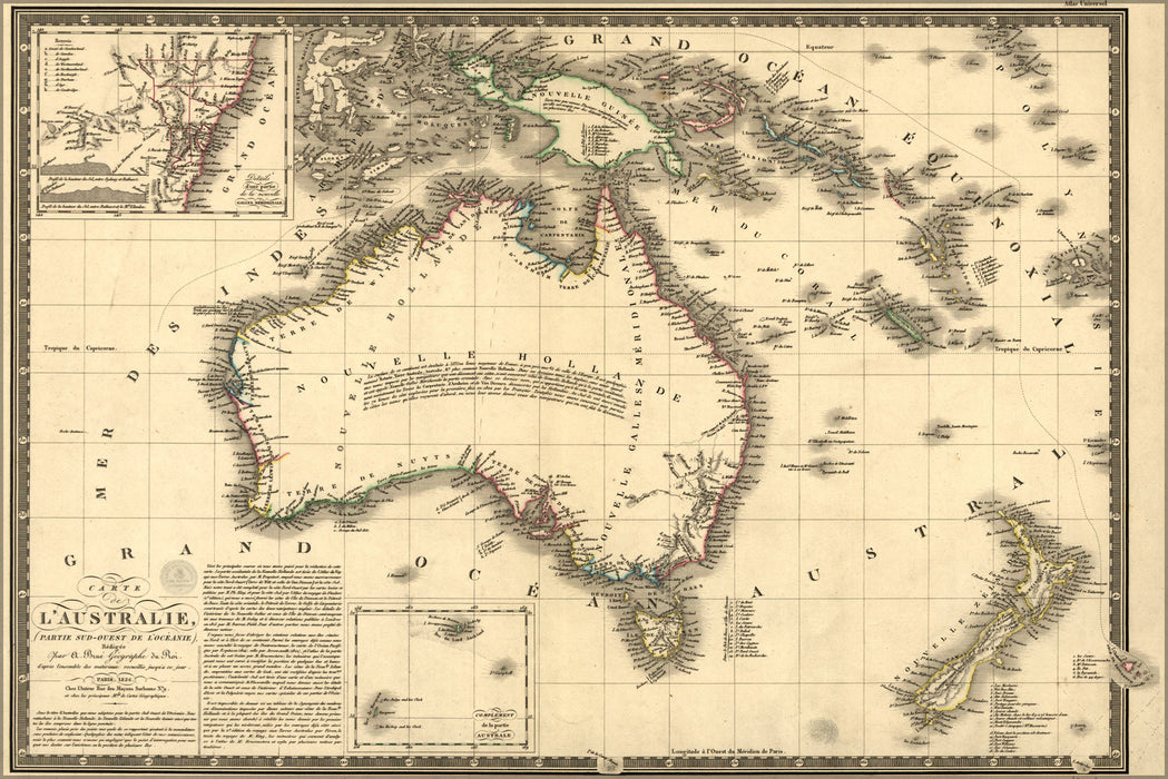 24"x36" Gallery Poster, Carte de l' Australia map 1826