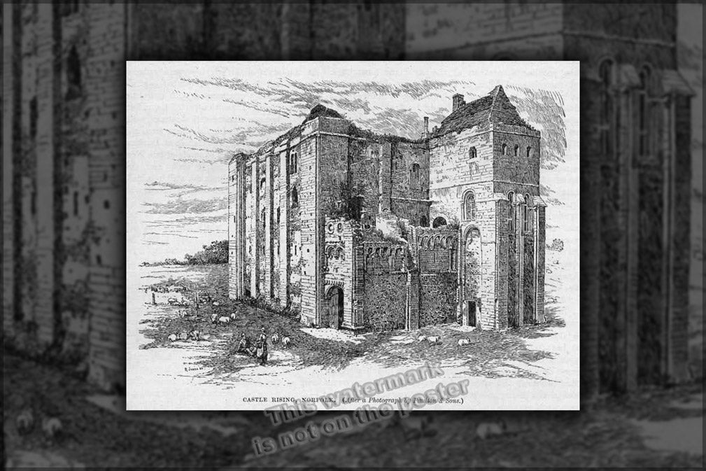 24"x36" Gallery Poster, Castle Rising, illustrated in Cassell's History of England circa 1902