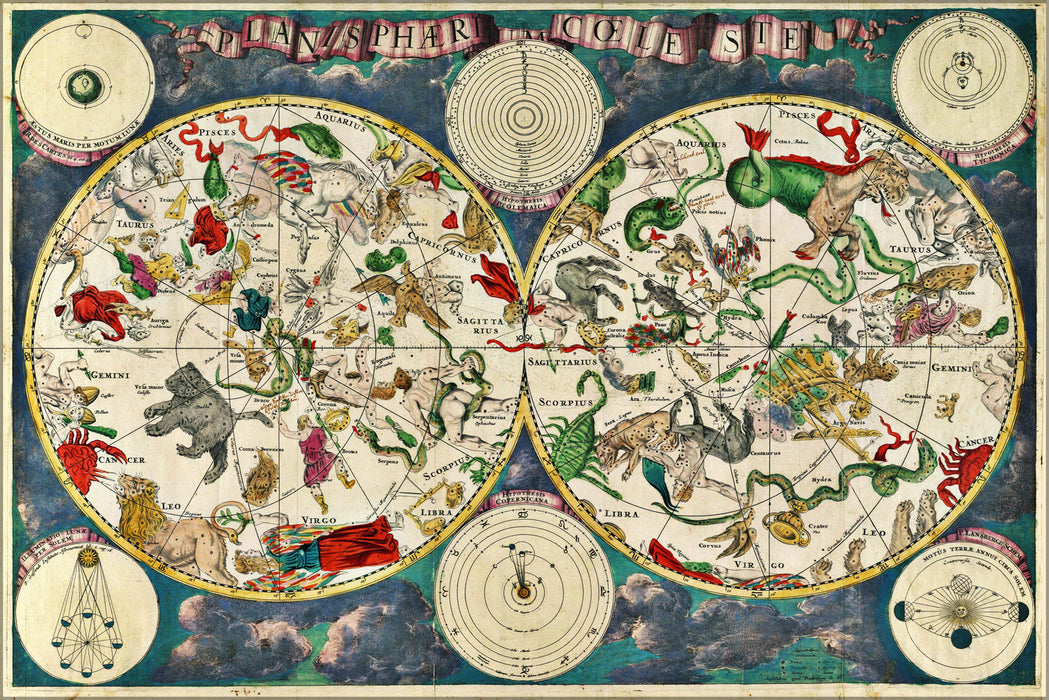 24"x36" Gallery Poster, Celestial map from the 17th century, by the Dutch cartographer Frederik de Wit p2