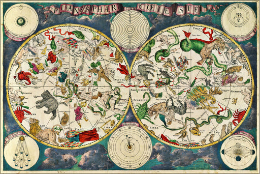 24"x36" Gallery Poster, Celestial map from the 17th century, by the Dutch cartographer Frederik de Wit p2