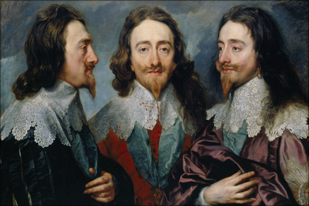 24"x36" Gallery Poster, Charles I in Three Positions, by Anthony van Dyck 1635