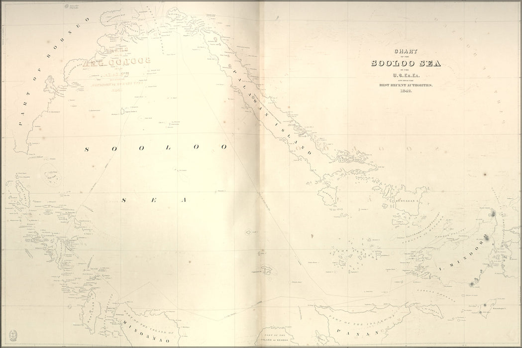 24"x36" Gallery Poster, Chart map of the Sooloo Sea 1841