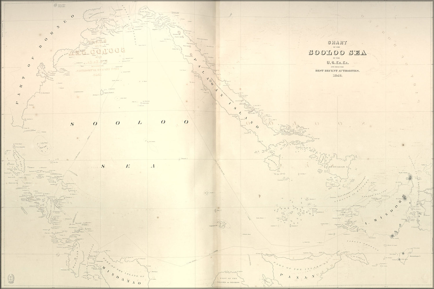 24"x36" Gallery Poster, Chart map of the Sooloo Sea 1841